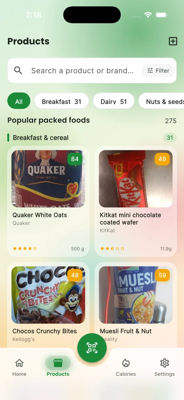 FoodFat store screen